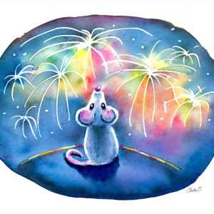 Year-Of-The-Mouse-Watching-Fireworks-Night-Watercolor-Print-Signed_printfile_default Watercolor Print Detail