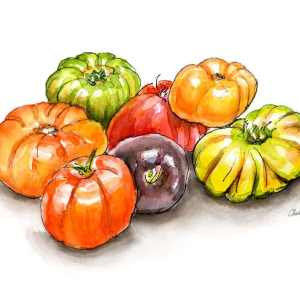 Heirloom Tomatoes Watercolor Print Detail copy